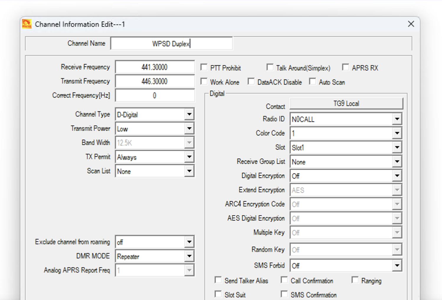 Edit Duplex Channel Configuration