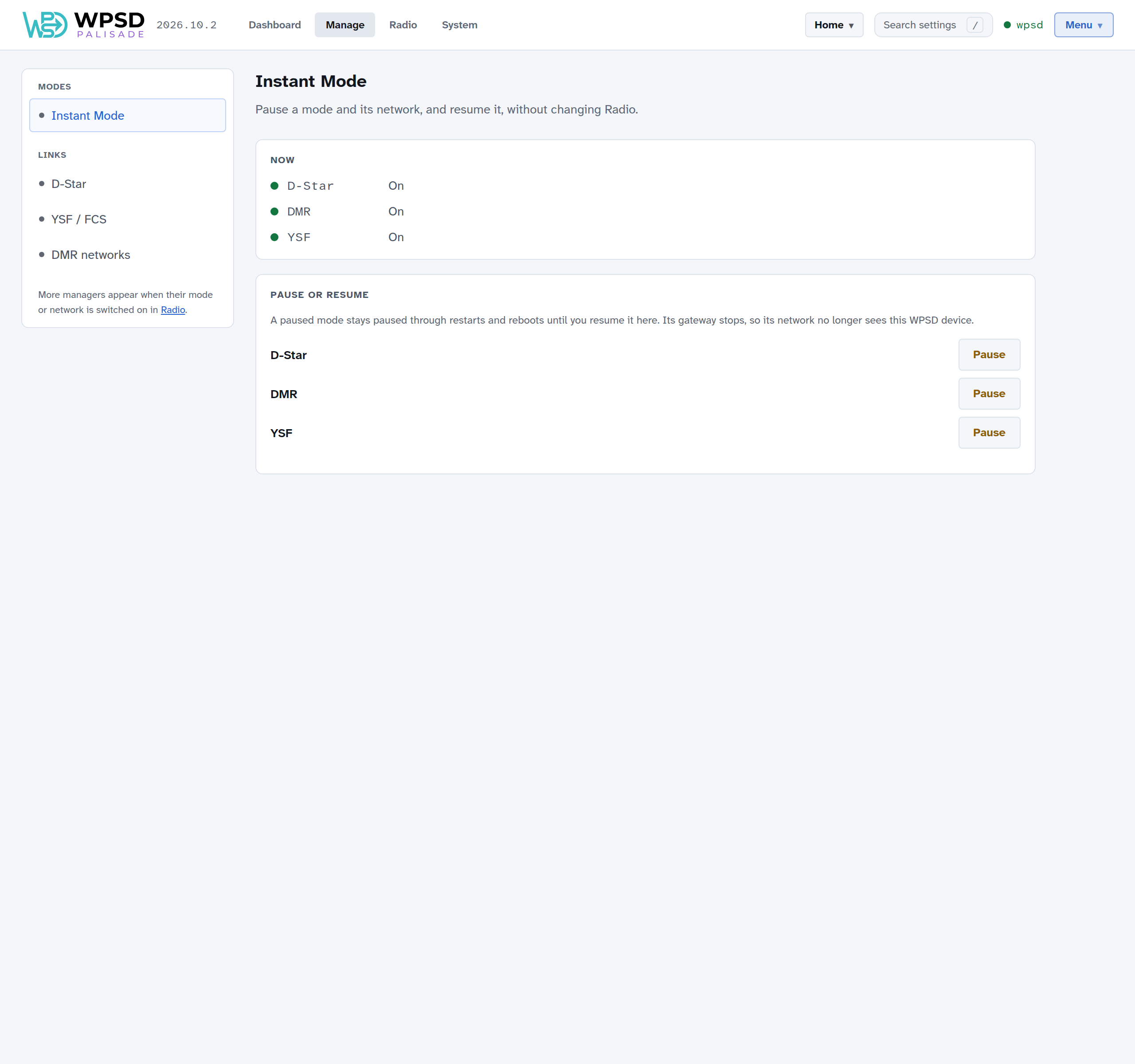 The BrandMeister manager: connected as hotspot 1230042; timeslot 1 with static talkgroup 3100 USA; timeslot 2 with talkgroup 262 Germany linked dynamically and dropping in 8:59, and static talkgroup 91 World-wide; recently heard 262 and 214; recent actions