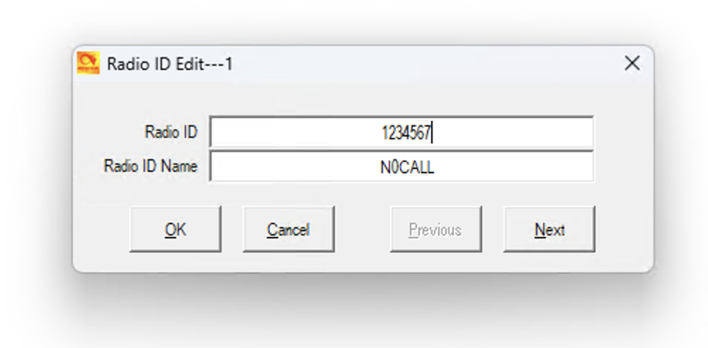 Edit Radio ID